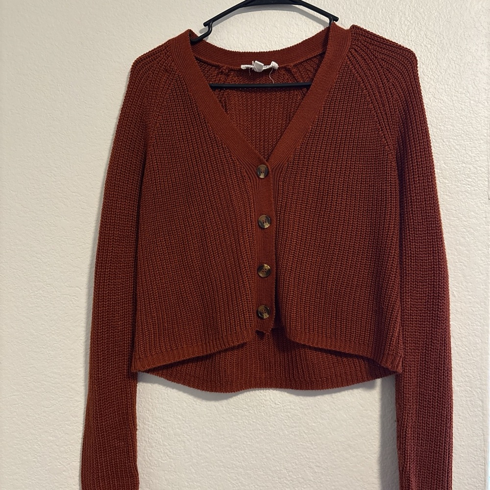 Rust Button-Up Women's Sweater